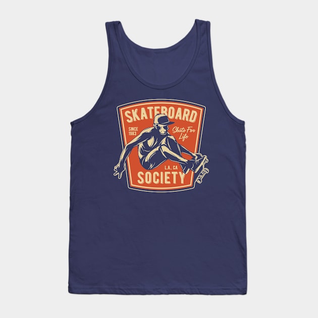 Skateboard Society Vintage Skateboarding Design Tank Top by Jarecrow 